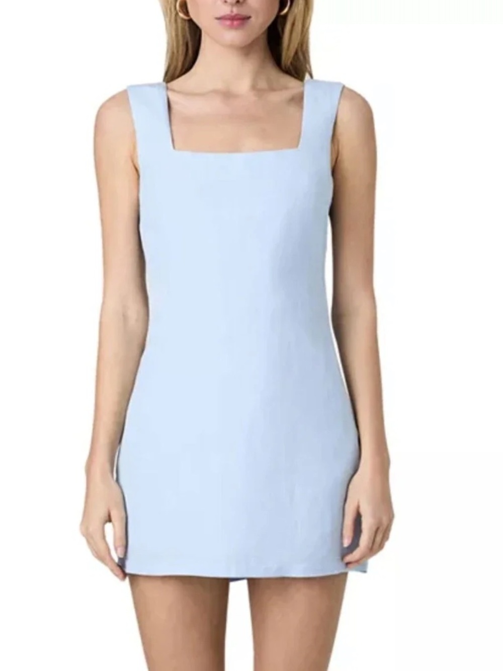 French Connection Birdie Linen Blend Square Neck Dress | Size L